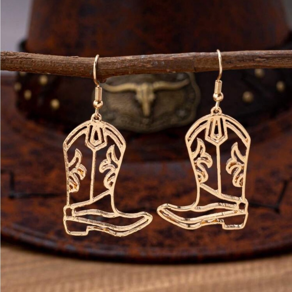 Gold Cowboy Boot Earrings Women’s Earrings Country Western Nashville